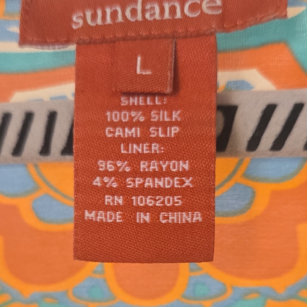 Sundance Silk Dress with Orange and Blue Accents